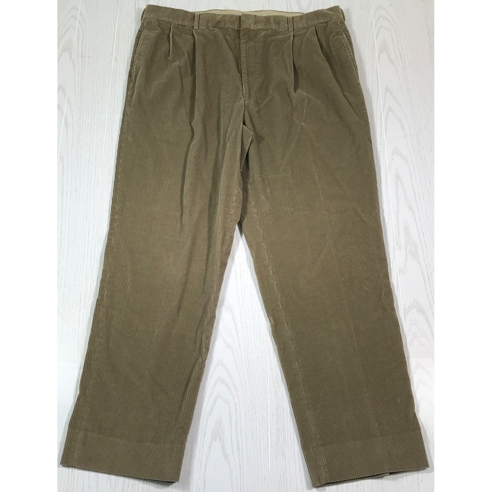 Vintage Pleated Corduroy Pants Men 40x32 Corbin Brown 100% Cotton Academia 90s